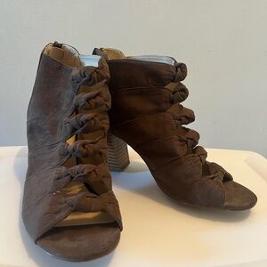 Brown Knotted Heeled Sandals Size 7.5